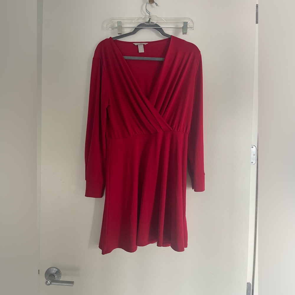 Red Long Sleeve Mini Dress